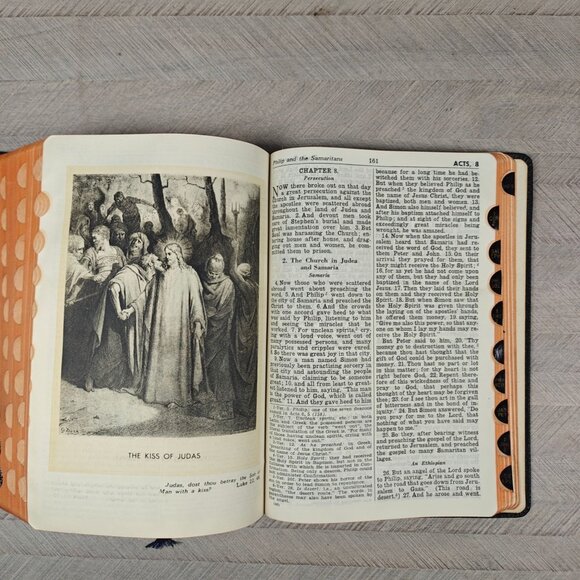 Vintage New Catholic Holy Bible Illustrated Black Leather Gold-Edged Indexed - Picture 12 of 16